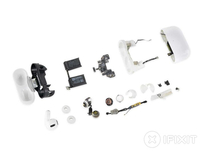 AirPodsPro拆解。图片来自：IFIXIT