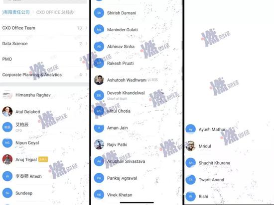 OYO中国CXO们的印度上级&nbsp;&nbsp;来源 / OYO中国钉钉