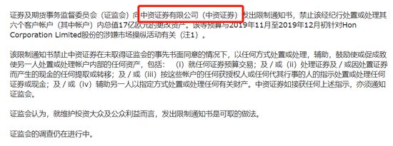 （小浪注：公司名称为中资证券）