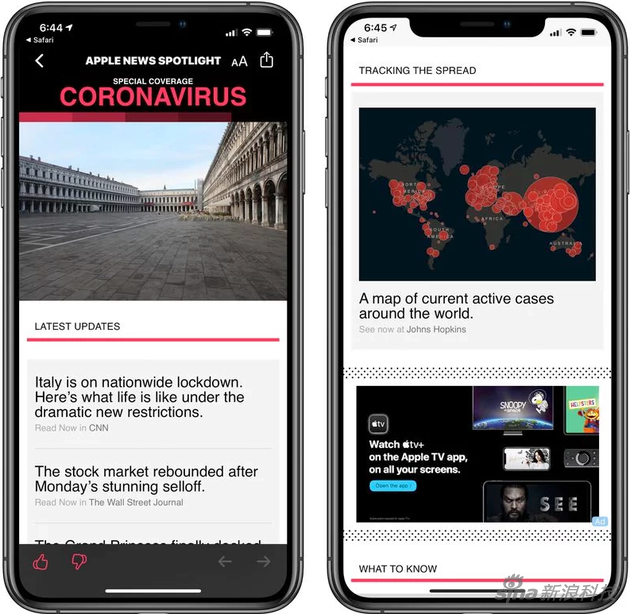Apple News伤的新冠病毒专题目前只有美国用户能看到